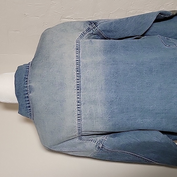 ​Mr A Wei Original Vintage XXL Pleated Denim Trucker Jacket Light Wash - Picture 7 of 15